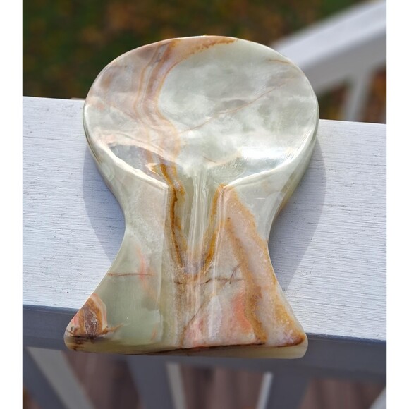 Green Onyx Spoon Rest, Natural Stone Utensil Holder, Farmhouse Kitchen Decor - Picture 5 of 12